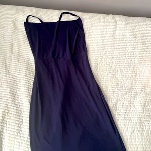 Slinky blue dress, stretch material.